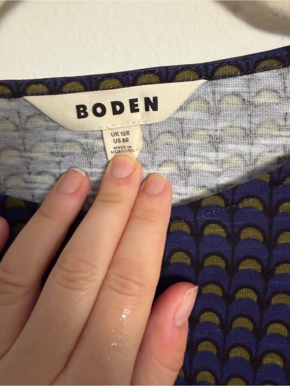 Boden Navy Dress with Gold Scallop Print - Picture 3 of 3